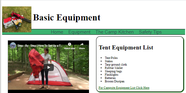 Picture of camping website