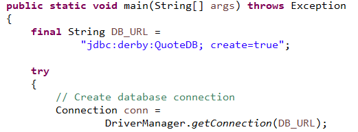 Screen Shot of Java Code